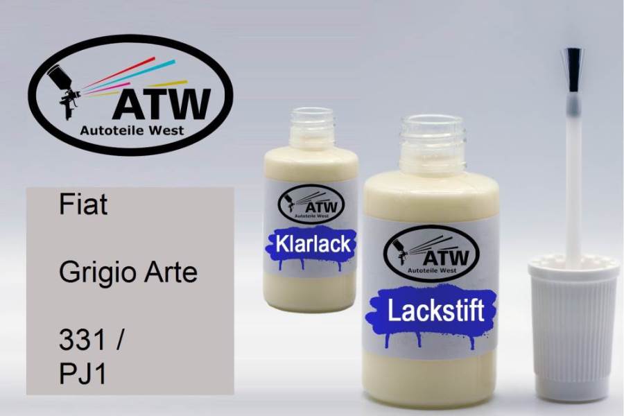 Fiat, Grigio Arte, 331 / PJ1: 20ml Lackstift + 20ml Klarlack - Set, von ATW Autoteile West.